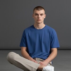 Left Coast Tee Mens Blue Short Sleeve Crew Neck Casual T Shirt Size M